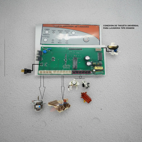 Tarjeta universal para lavadora Mabe tipo Kraken en primer plano